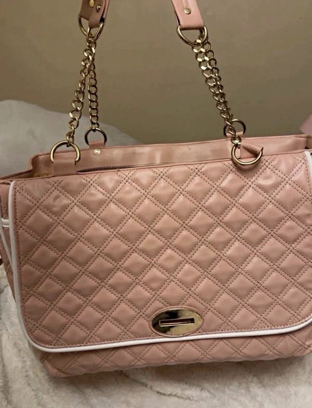 Pink Quilted Faux Leather Small Dog Pet Carrier Handbag Tote w/ Mesh Window